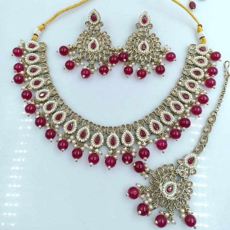 Manisha jewellery Gold Plated Crystal Stone And Pearl Necklace Set