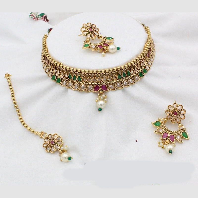 Manisha Jewellery Gold Plated Crystal Stone Choker Necklace Set