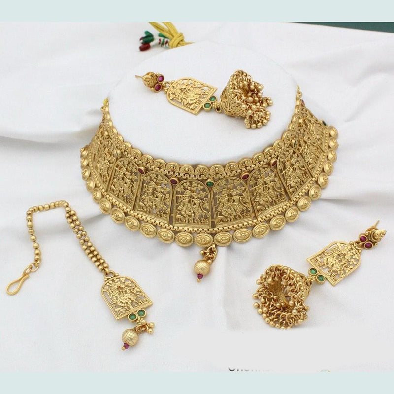 Manisha Jewellery Gold Plated Pota Stone Choker Necklace Set