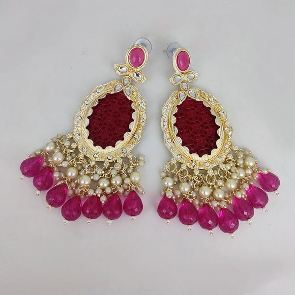 Manisha Jewellery Gold Plated Kundan and Beads Dangler Earrings