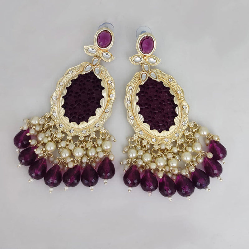 Manisha Jewellery Gold Plated Kundan and Beads Dangler Earrings