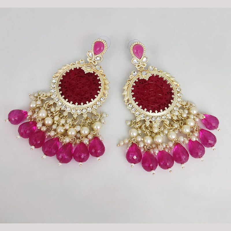 Manisha Jewellery Gold Plated Kundan and Beads Dangler Earrings