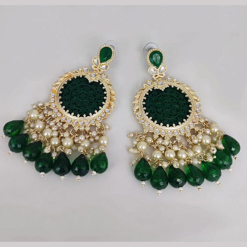 Manisha Jewellery Gold Plated Kundan and Beads Dangler Earrings