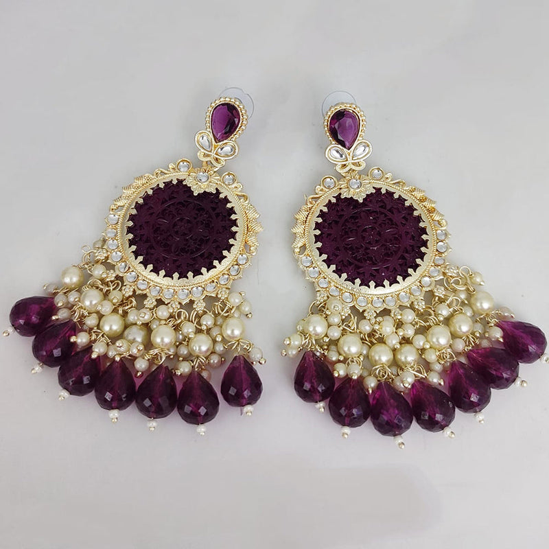 Manisha Jewellery Gold Plated Kundan and Beads Dangler Earrings