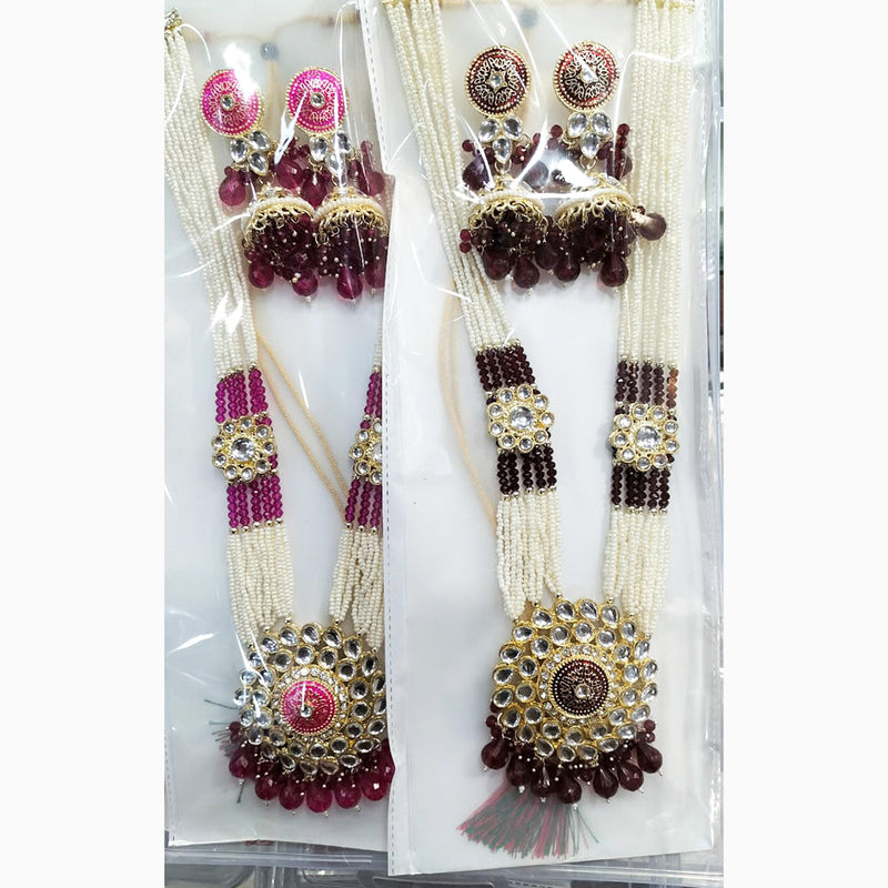 Manisha Jewellery Gold Plated Kundan And Pearl Long Necklace Set