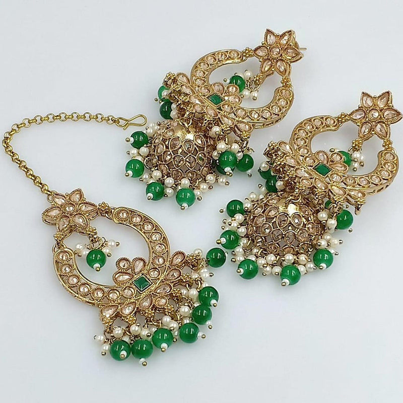 Manisha Jewellery Gold Plated Jhumki Earrings with Maangtika