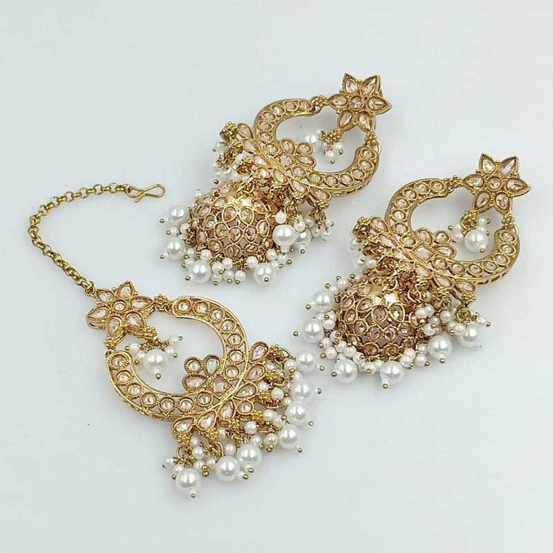 Manisha Jewellery Gold Plated Jhumki Earrings with Maangtika