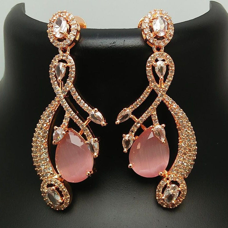 Manisha Jewellery Rose Gold  Plated AD Dangler Earrings