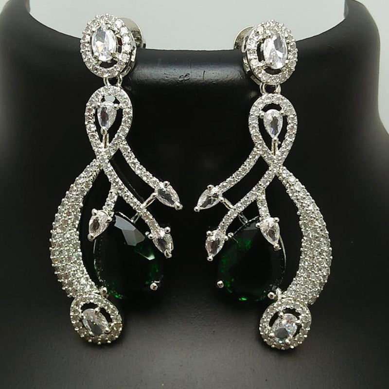 Manisha Jewellery Silver Plated AD Dangler Earrings