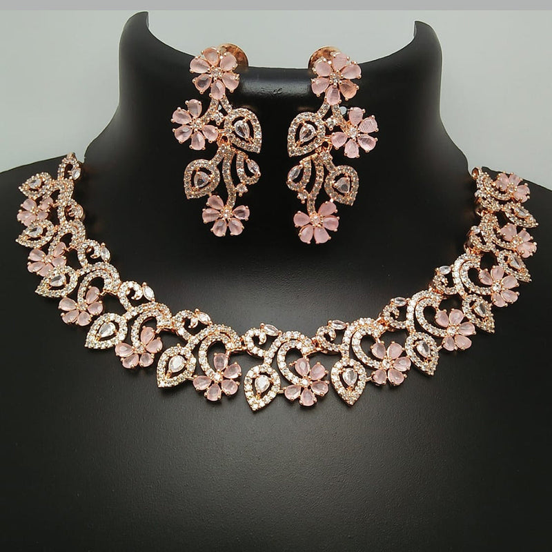 Manisha Jewellery Rose Gold Plated AD Necklace Set