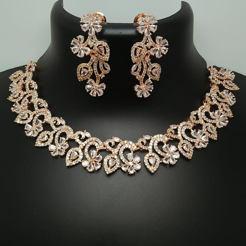 Manisha Jewellery Rose Gold Plated AD Necklace Set