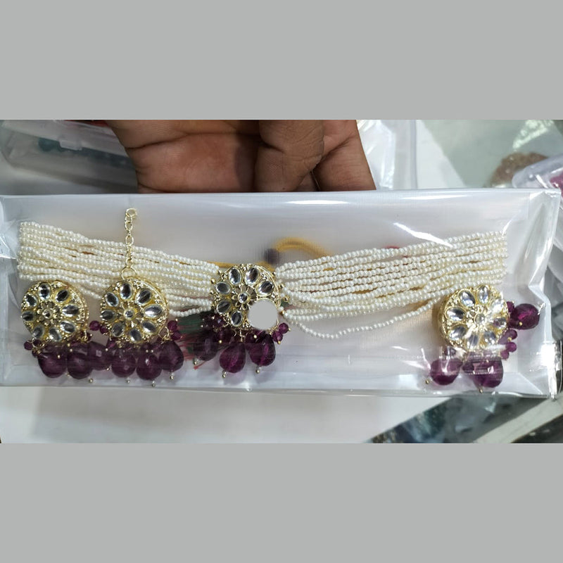 Manisha Jewellery Gold Plated Kundan Stone And Pearl Choker Necklace Set