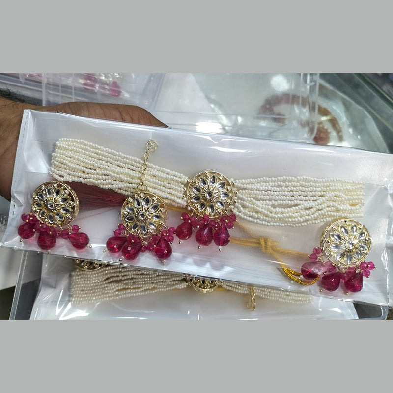 Manisha Jewellery Gold Plated Kundan Stone And Pearl Choker Necklace Set