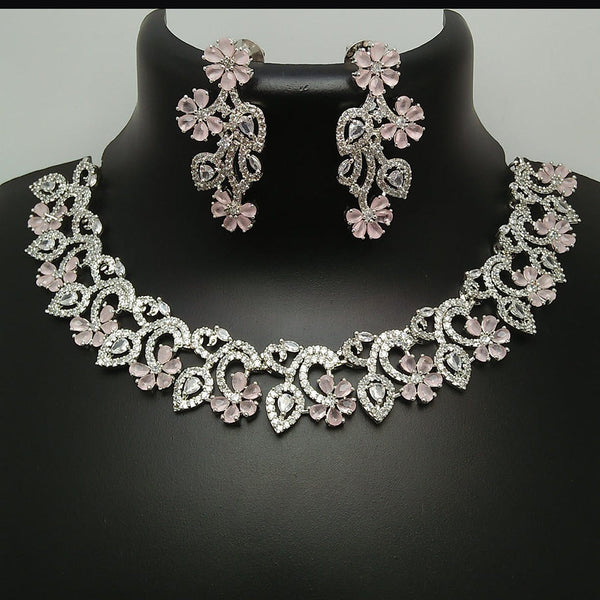 Manisha Jewellery Silver  Plated AD Necklace Set