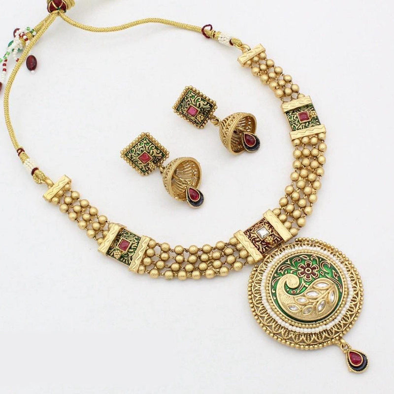 Manisha Jewellery Gold Plated Meenakari Necklace Set