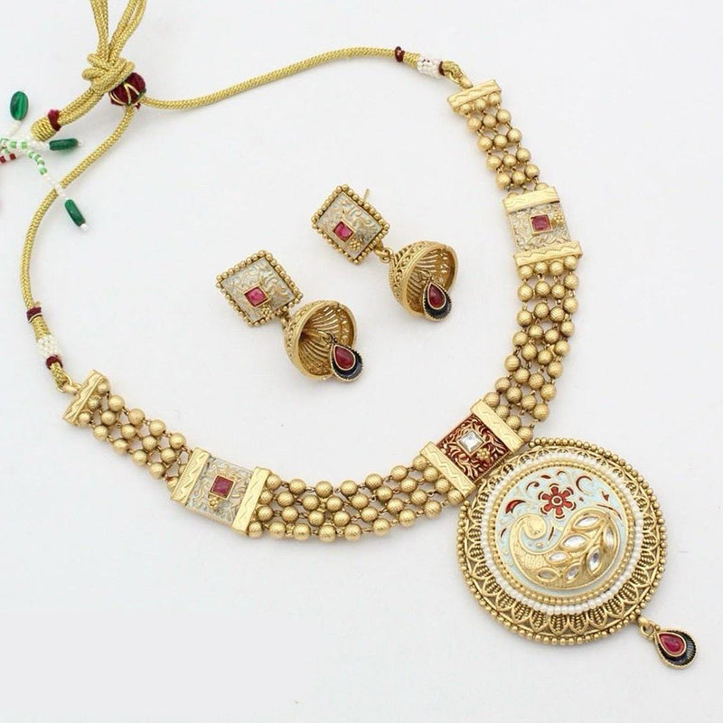 Manisha Jewellery Gold Plated Meenakari Necklace Set