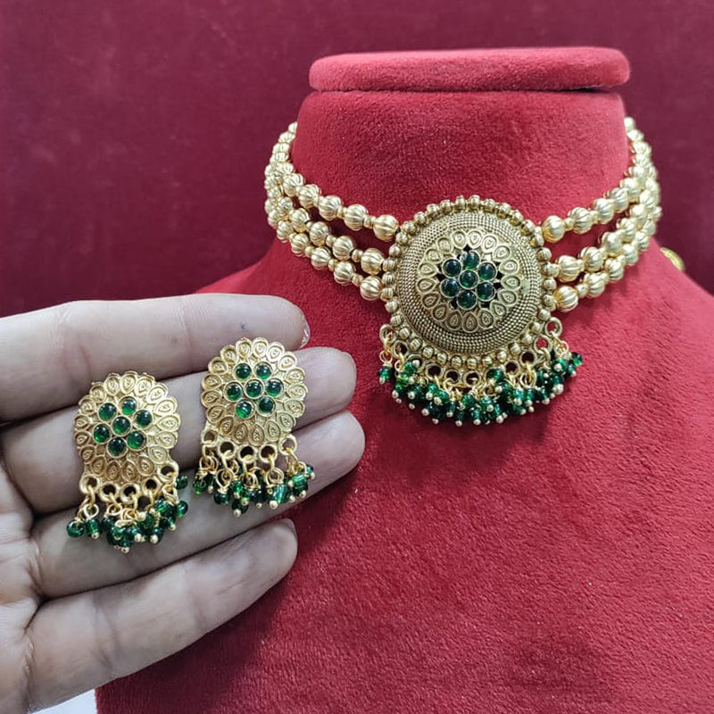 Manisha Jewellery Gold Plated Pota Stone Choker Necklace Set