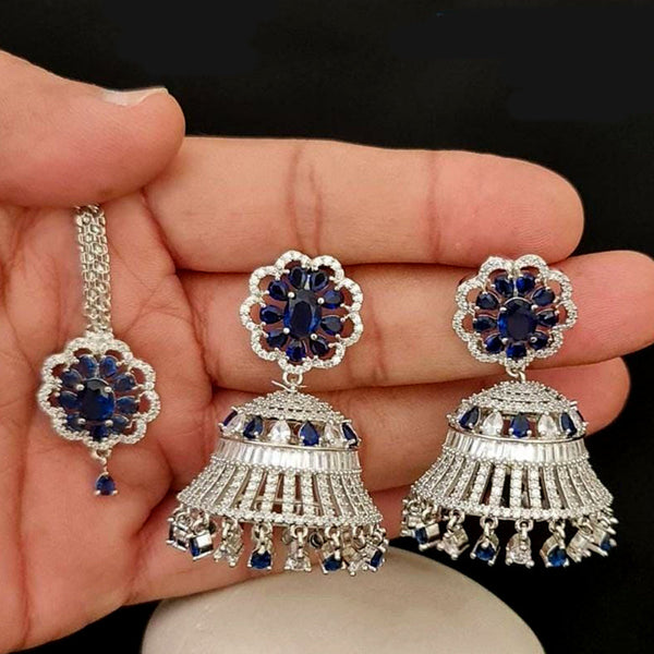 Manisha Jewellery Silver Plated AD Jhumki Earrings