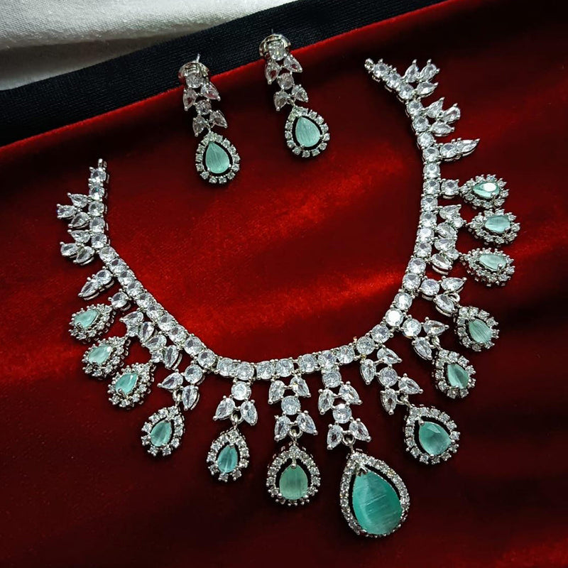 Manisha Jewellery Silver Plated AD Necklace Set