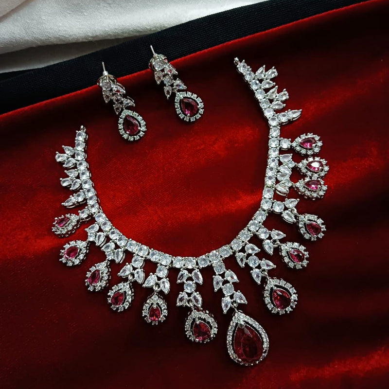 Manisha Jewellery Silver Plated AD Necklace Set