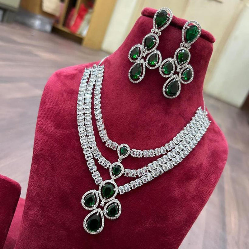 Manisha Jewellery Silver Plated AD Necklace Set