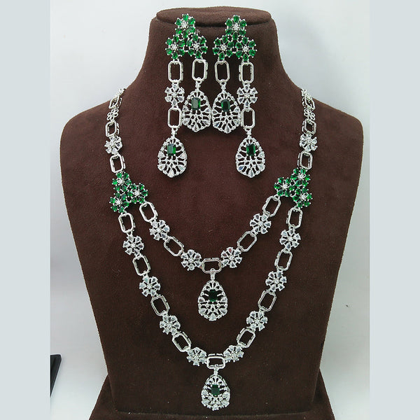 Manisha Jewellery Silver Plated AD Long Necklace Set