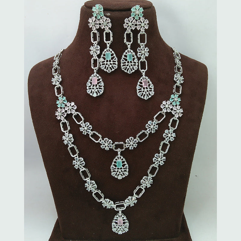 Manisha Jewellery Silver Plated AD Long Necklace Set