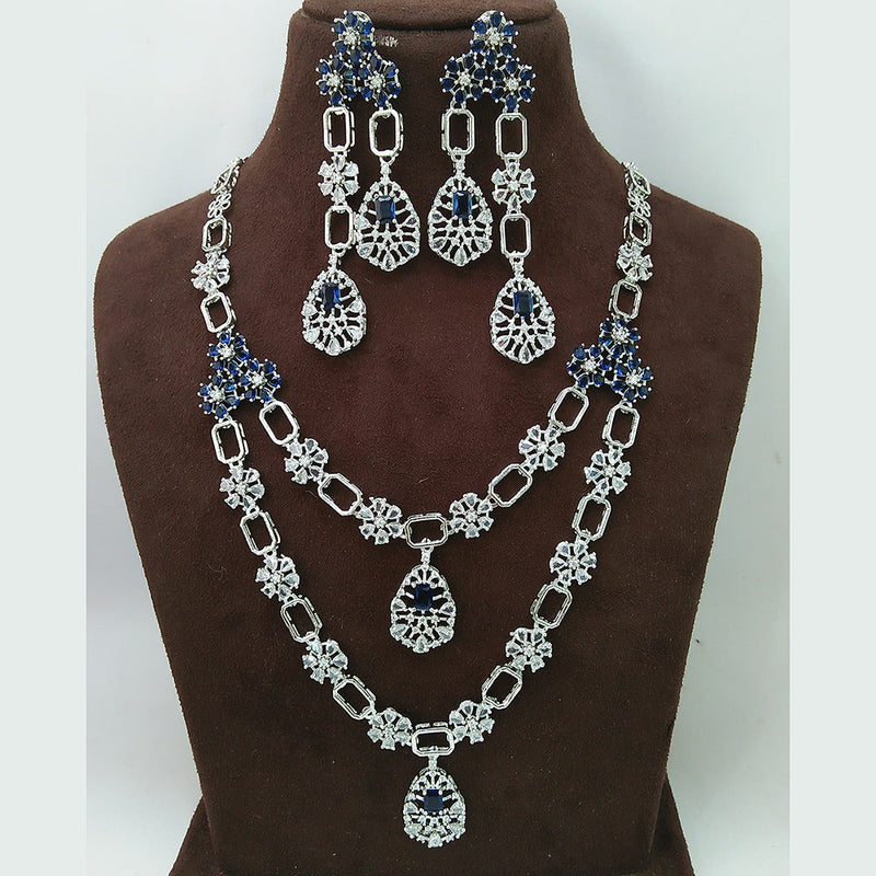 Manisha Jewellery Silver Plated AD Long Necklace Set