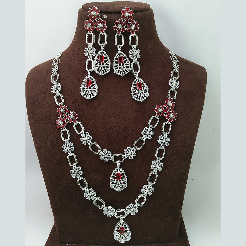 Manisha Jewellery Silver Plated AD Long Necklace Set