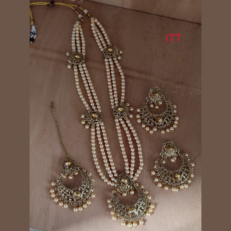 Lucentarts Jewellery Kundan Stone & Beads Gold Plated Necklace Set