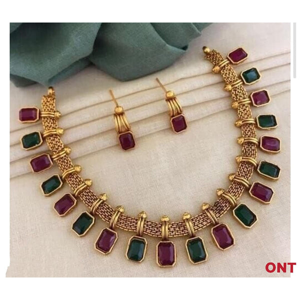 Lucentarts Jewellery Crystal Stone Gold Plated Necklace Set