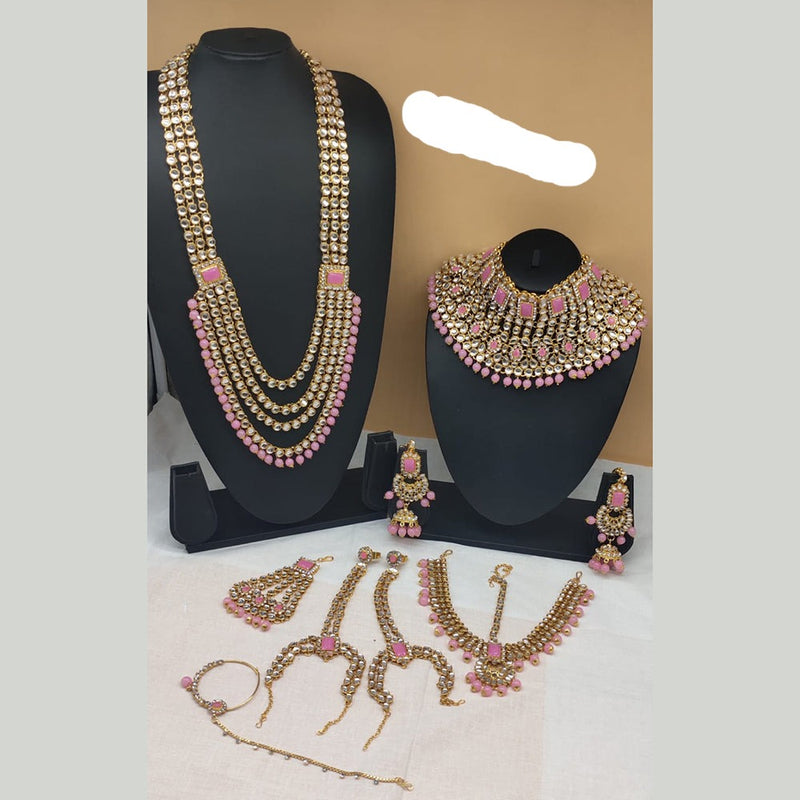 Lucentarts Jewellery Gold Plated Kundan Stone Bridal Set