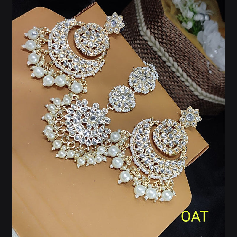 Shop Shreeji Kundan Stone Gold Plated Earrings With Maang Tikka