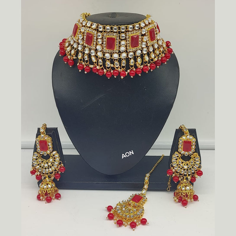 Lucentarts Jewellery Kundan Stone Gold Plated Necklace Set