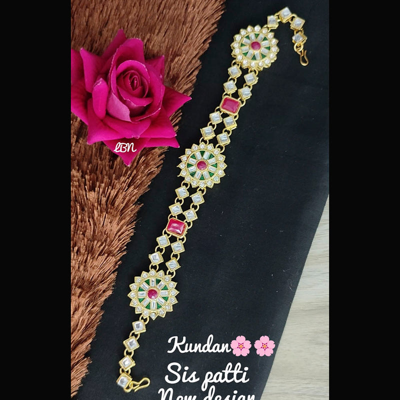 Lucentarts Gold Plated Kundan Sheeshphool / Headband Hair Accessories For Women