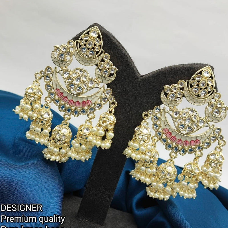 Lucentarts Jewellery Gold Plated Kundan & Meenakari Dangler Designer Earrings
