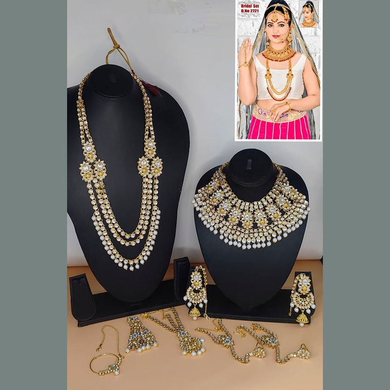 Lucentarts Jewellery Gold Plated Kundan Stone Bridal Jewellery Set