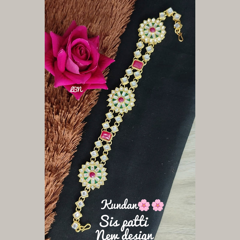 Lucentarts Gold Plated Kundan Sheeshphool / Headband Hair Accessories For Women