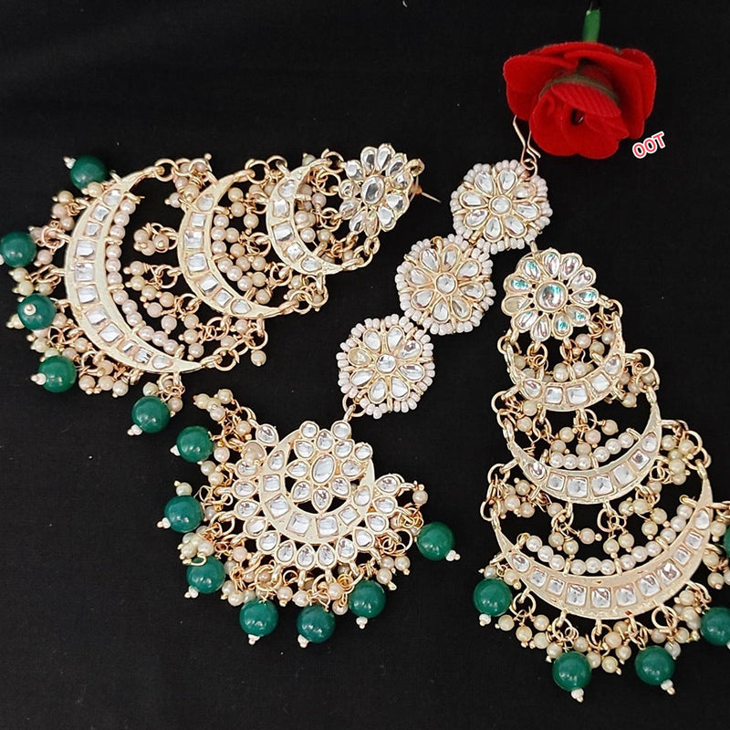 Lucentarts Gold Plated Kundan Stone & Beads Earrings
