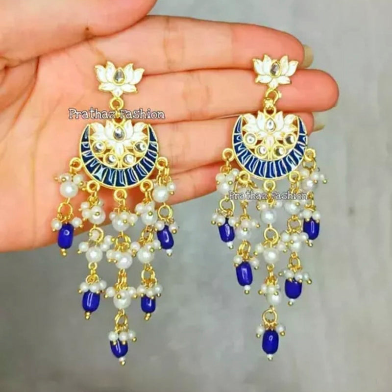 Lucentarts Jewellery Gold Plated Meenakari Dangler Earrings