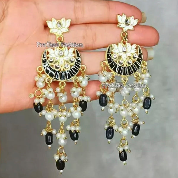 Lucentarts Jewellery Gold Plated Meenakari Dangler Earrings