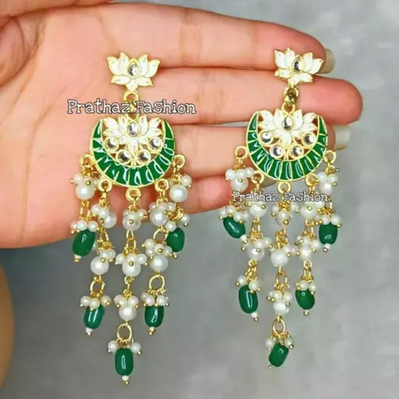 Lucentarts Jewellery Gold Plated Meenakari Dangler Earrings