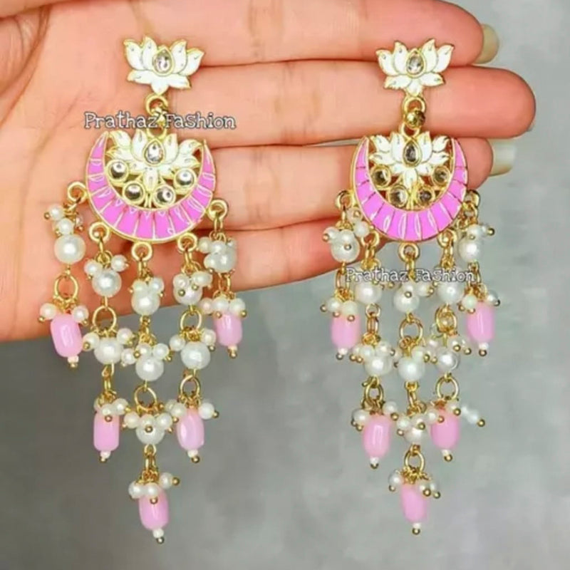 Lucentarts Jewellery Gold Plated Meenakari Dangler Earrings