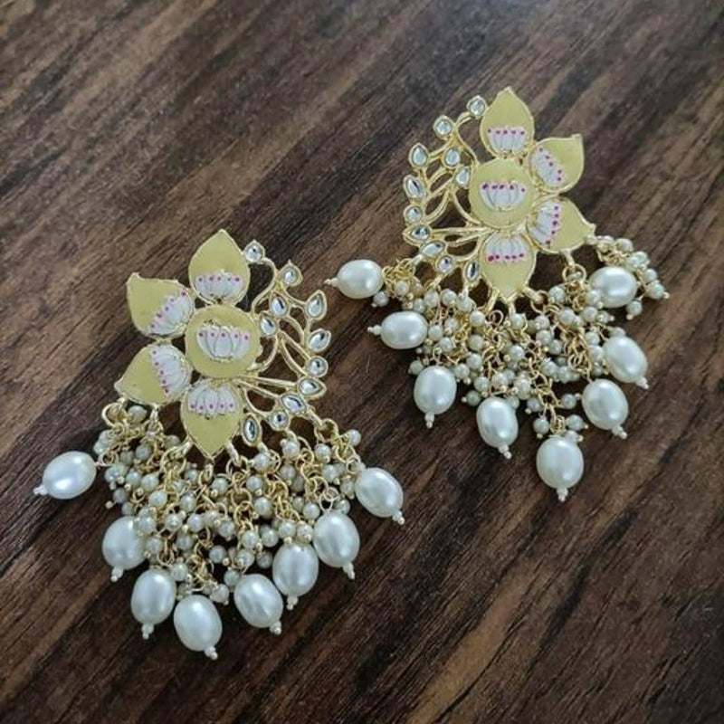 Lucentarts Jewellery Gold Plated Meenakari Dangler Beads Drop Earrings