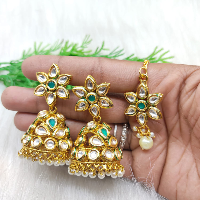 Lucentarts Jewellery Gold Plated Kundan Jhumki Earrings