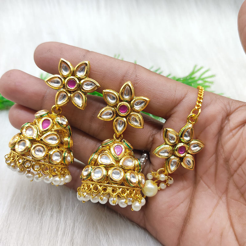 Lucentarts Jewellery Gold Plated Kundan Jhumki Earrings