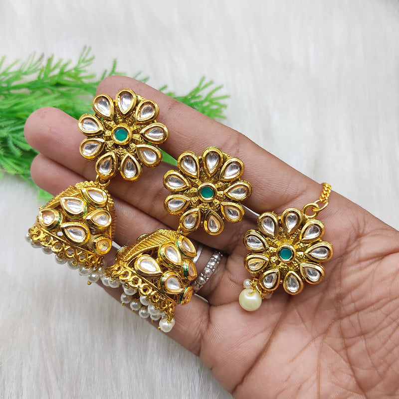 Lucentarts Jewellery Gold Plated Kundan Jhumki Earrings