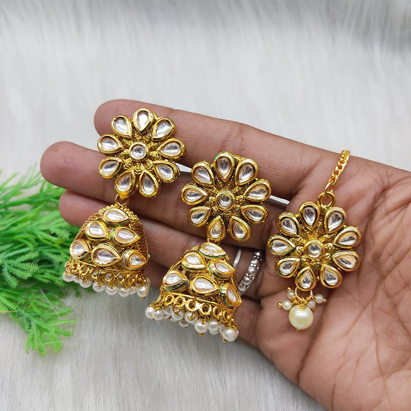 Lucentarts Jewellery Gold Plated Kundan Jhumki Earrings