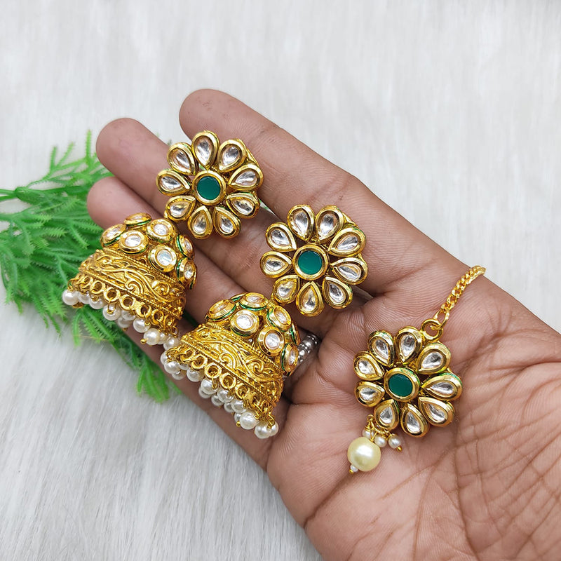 Lucentarts Jewellery Gold Plated Kundan Jhumki Earrings