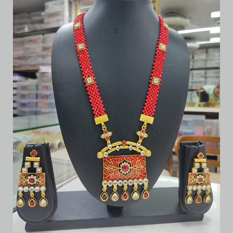 Lucentarts Jewellery Gold Plated Meenakari Necklace Set